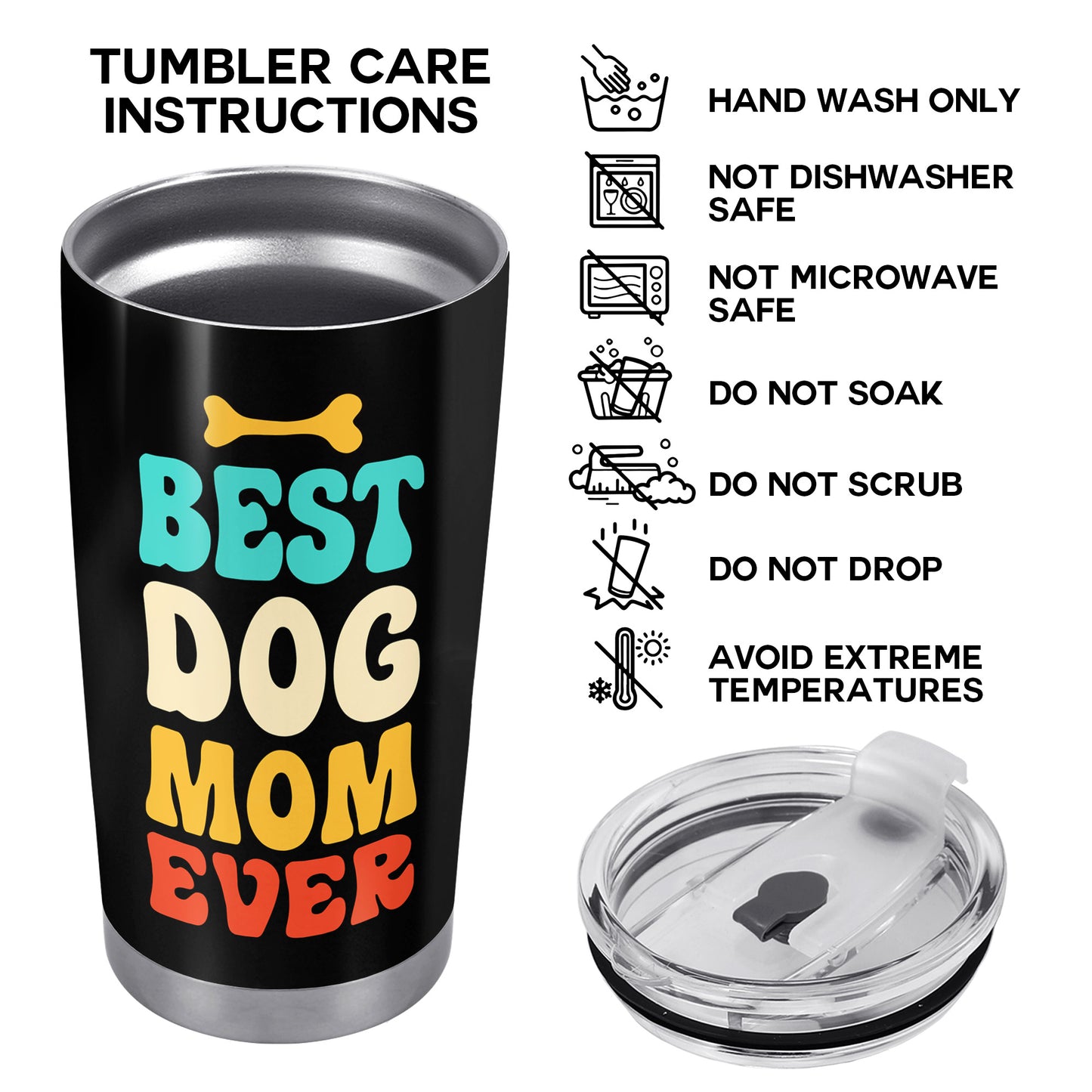 Meilleure maman de chien au monde - Gobelet personnalisé en acier inoxydable 20 oz 30 oz - TB_LL03