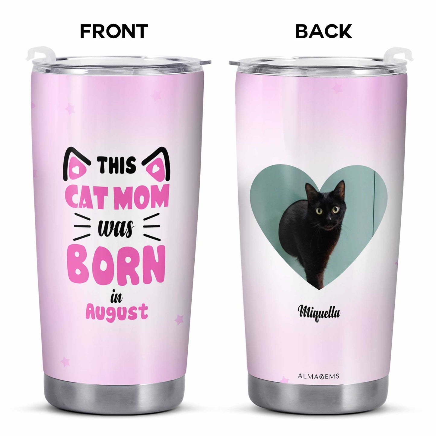 This Cat Mom Was Born In - Personalized Custom Stainless Steel Tumbler 20oz 30oz - TB_LL06