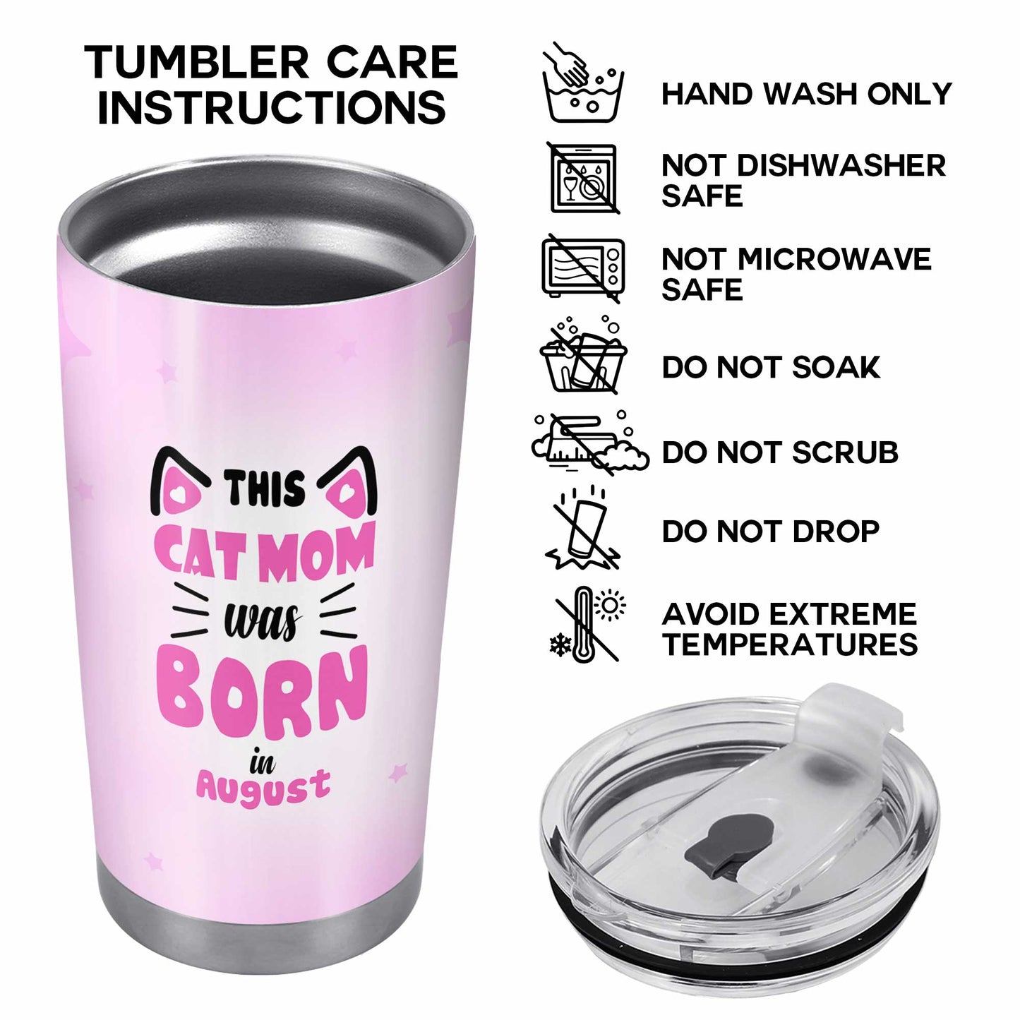 This Cat Mom Was Born In - Personalized Custom Stainless Steel Tumbler 20oz 30oz - TB_LL06