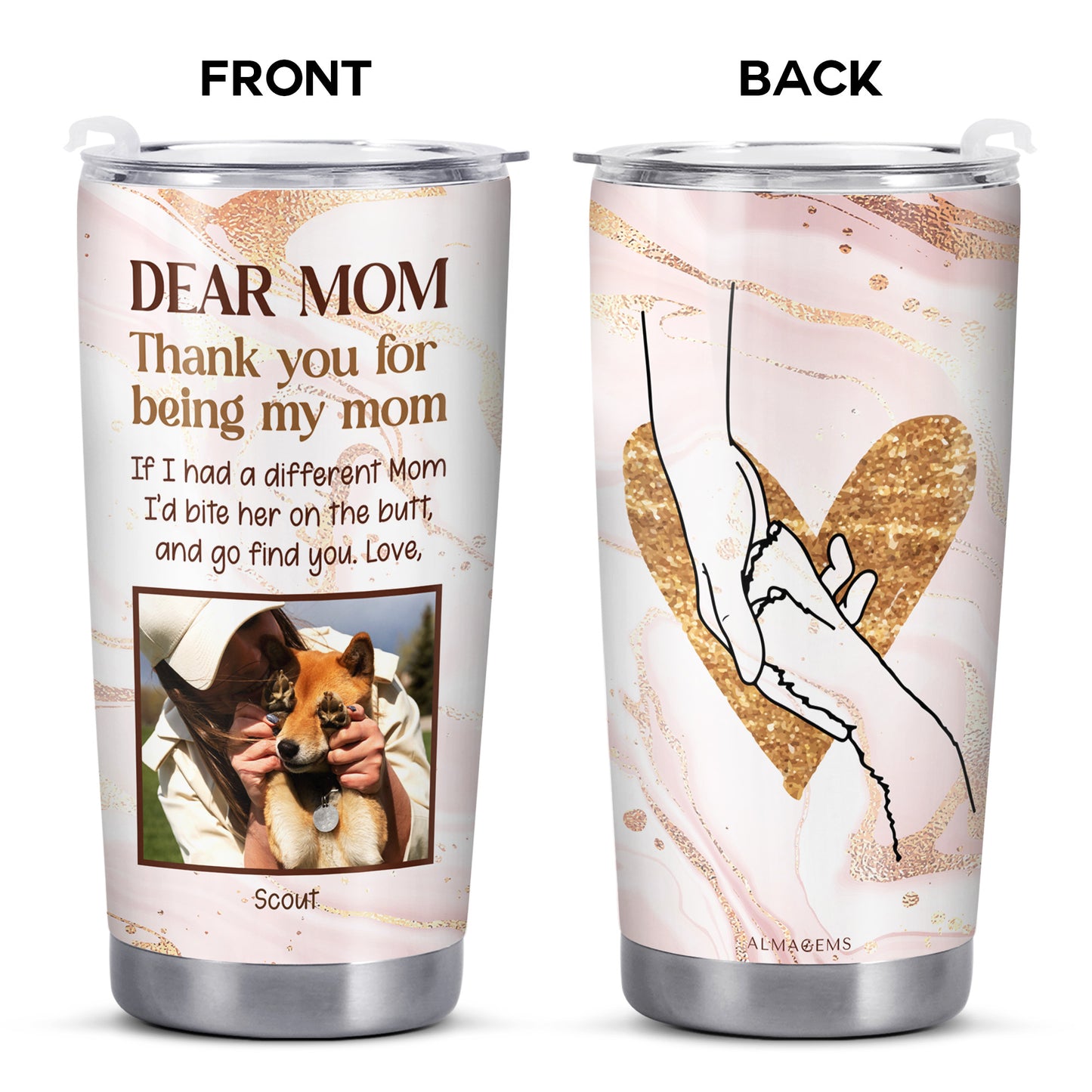 Dear Mom - Personalized Custom Stainless Steel Tumbler 20oz 30oz - TB_LL07