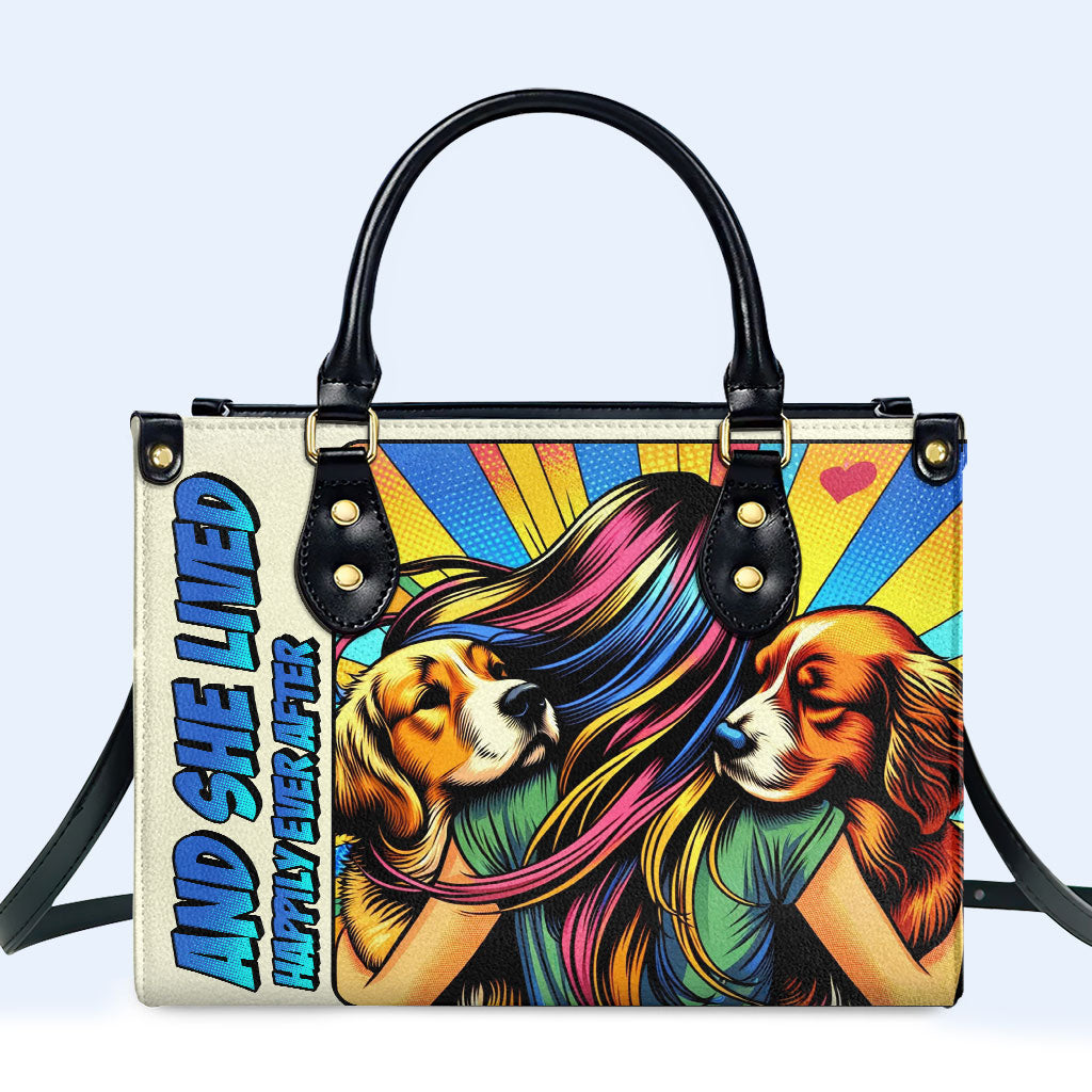Y ella vivió feliz para siempre - Bolso de cuero personalizado para amantes de los perros - LL05