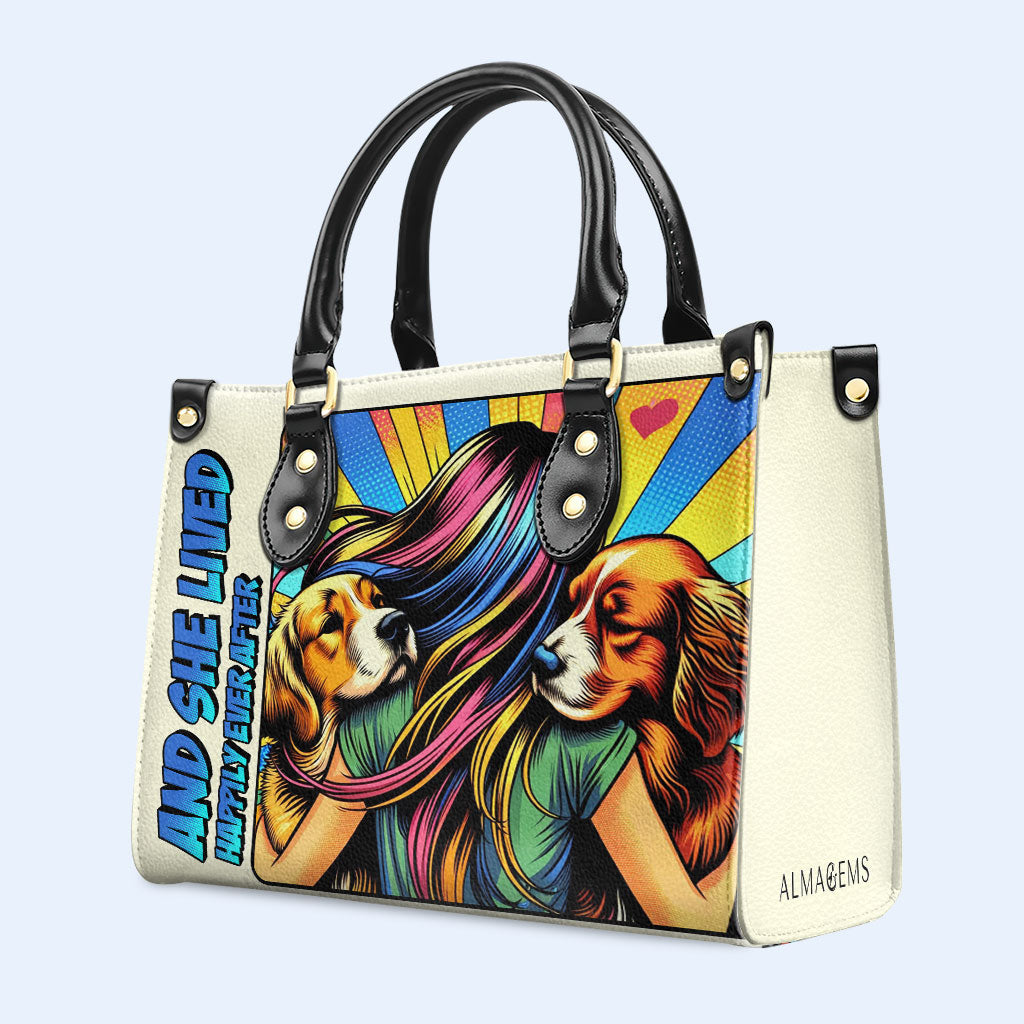 Y ella vivió feliz para siempre - Bolso de cuero personalizado para amantes de los perros - LL05