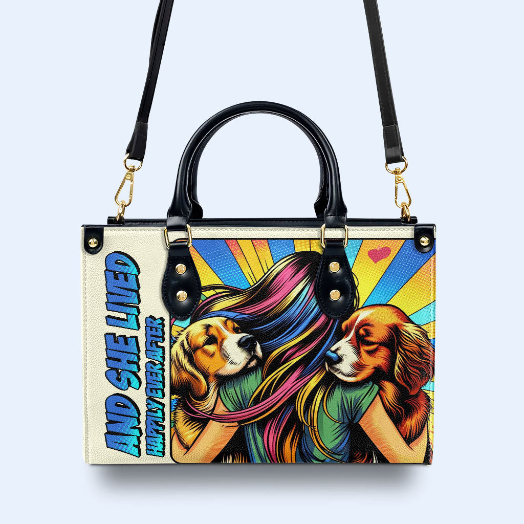 Y ella vivió feliz para siempre - Bolso de cuero personalizado para amantes de los perros - LL05