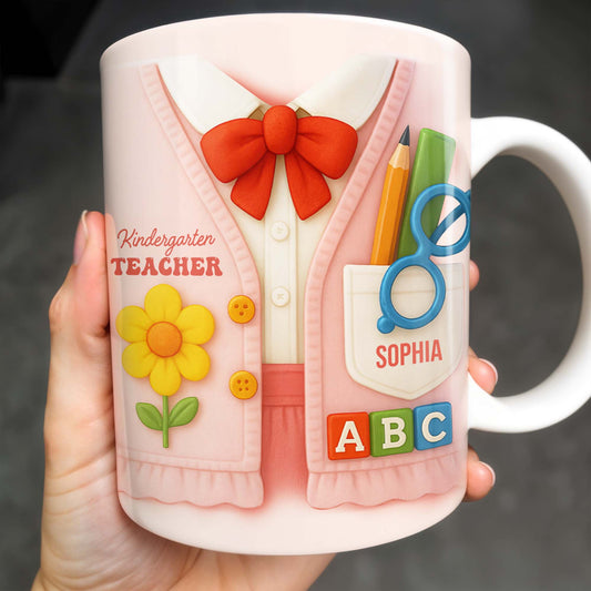 Kindergarten Teacher, Flower, Pencil, Scissors, Shirt with Tie