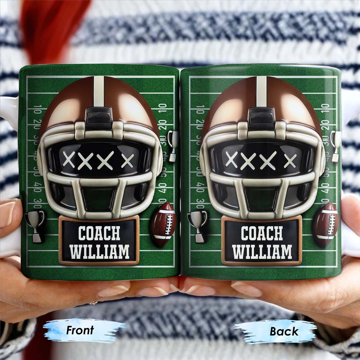 Celebrate the Best Coach with this Football Helmet, Football and Trophy