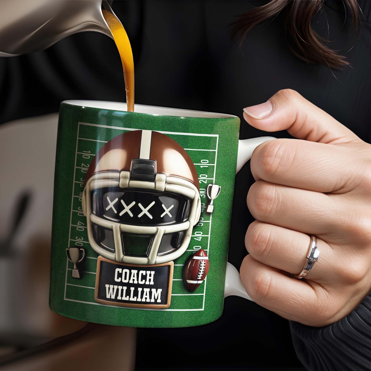 Celebrate the Best Coach with this Football Helmet, Football and Trophy