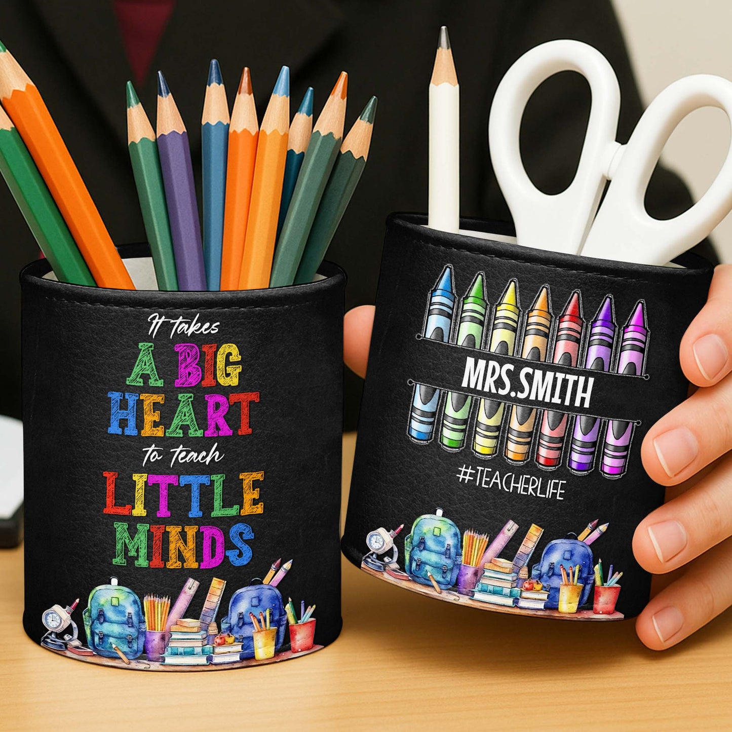 Il faut un grand cœur pour enseigner aux petits esprits, motifs éducatifs - Porte-stylo personnalisé - TEACH007_PENH