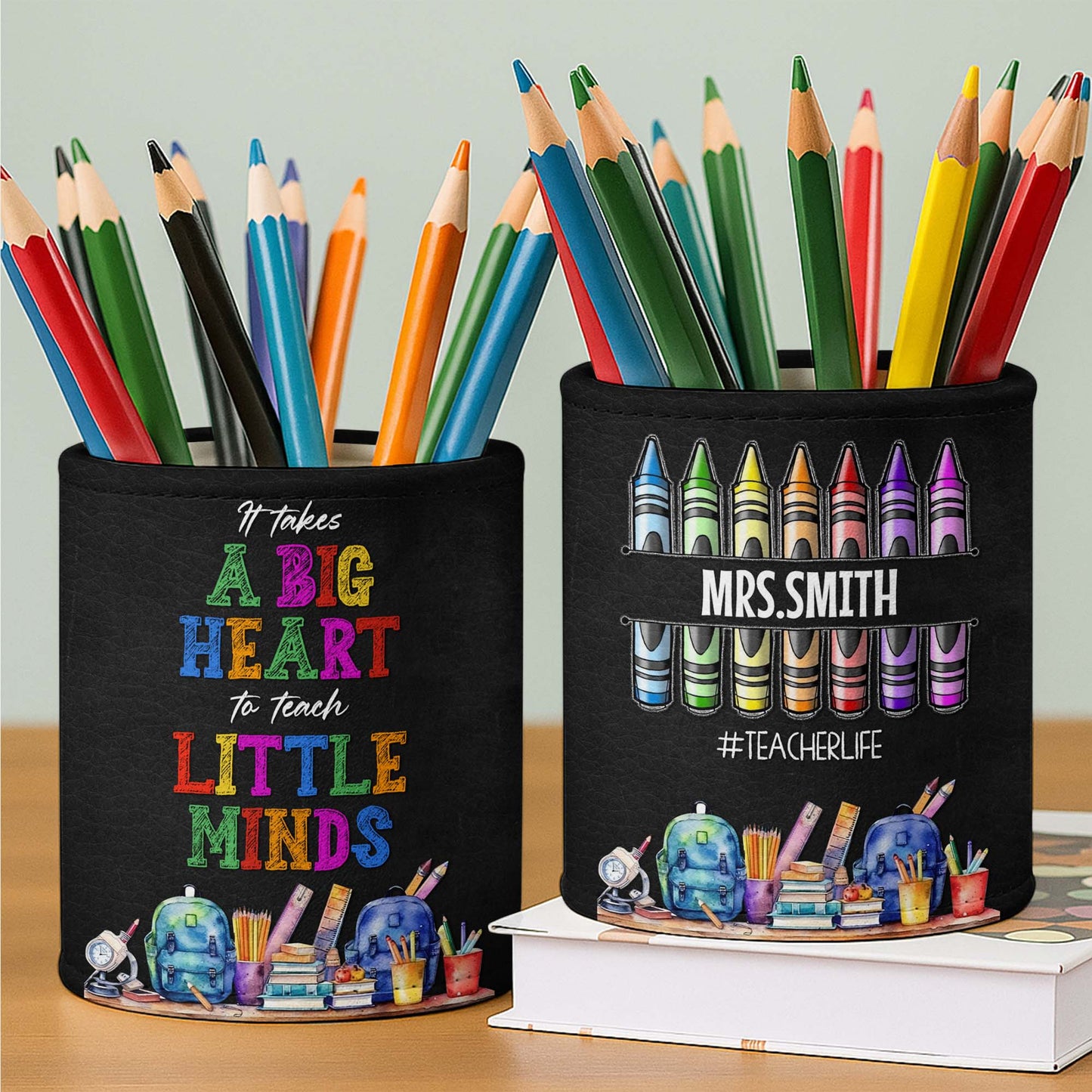 Il faut un grand cœur pour enseigner aux petits esprits, motifs éducatifs - Porte-stylo personnalisé - TEACH007_PENH