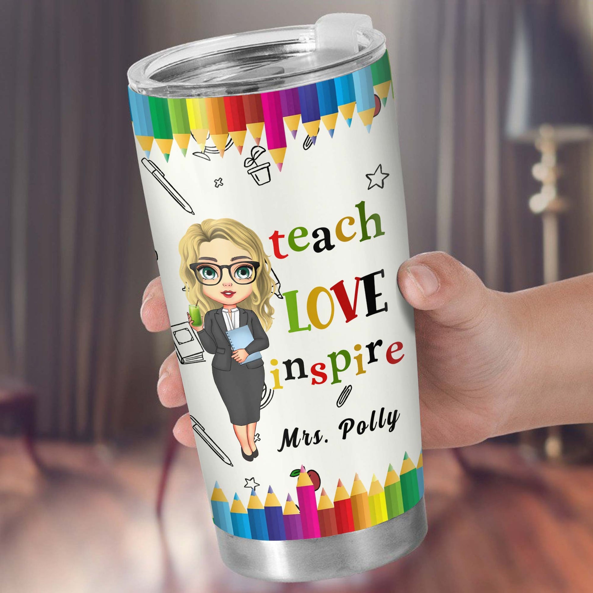 Teach Love Inspire, Custom Teacher Tumbler