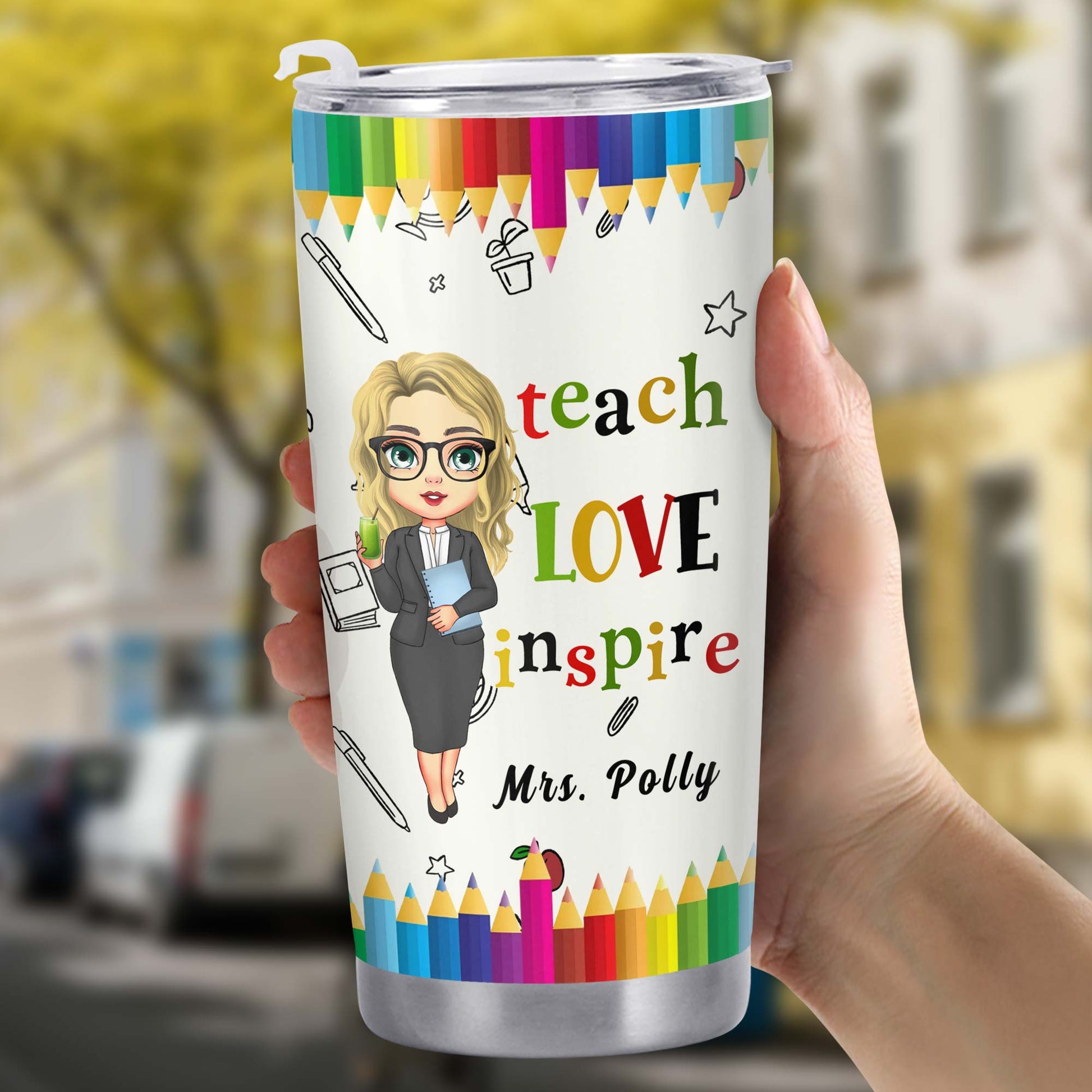 Teach Love Inspire, Custom Teacher Tumbler