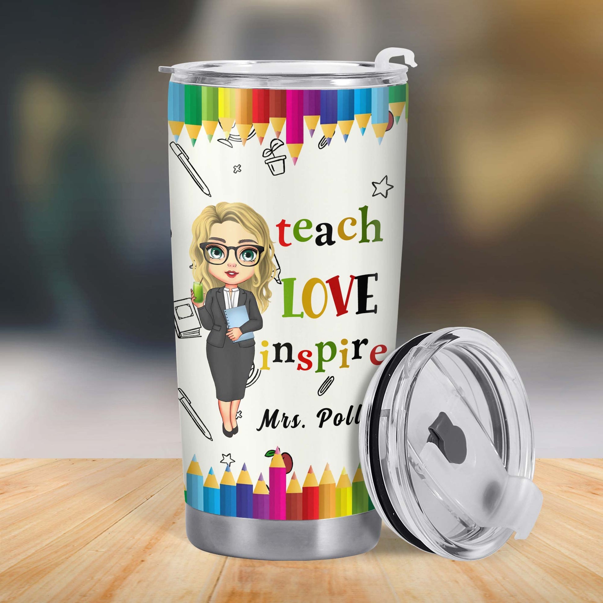 Teach Love Inspire, Custom Teacher Tumbler