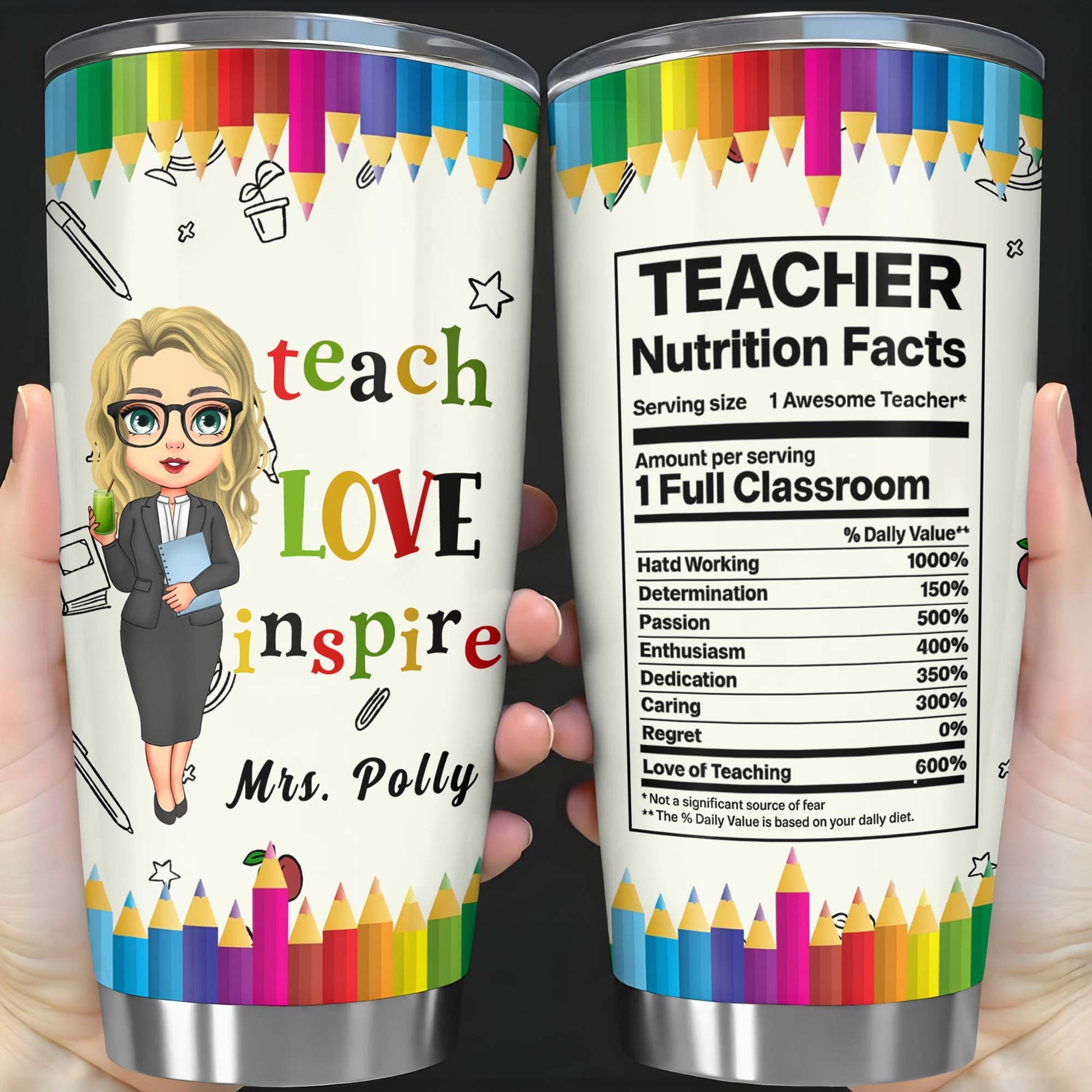 Teach Love Inspire, Custom Teacher Tumbler