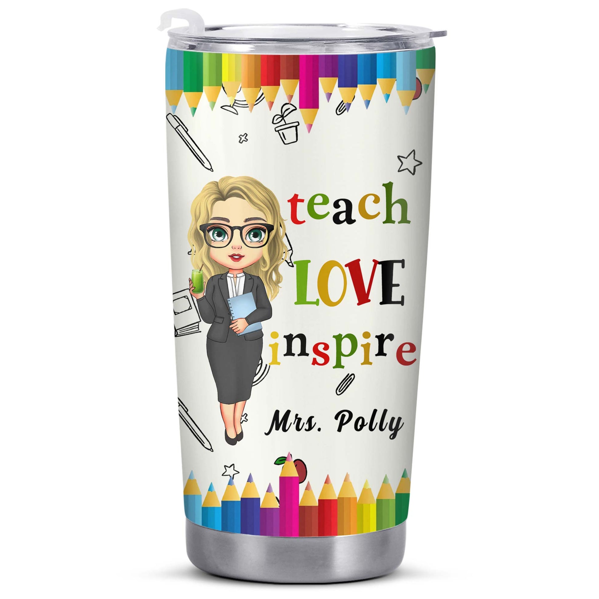 Teach Love Inspire, Custom Teacher Tumbler