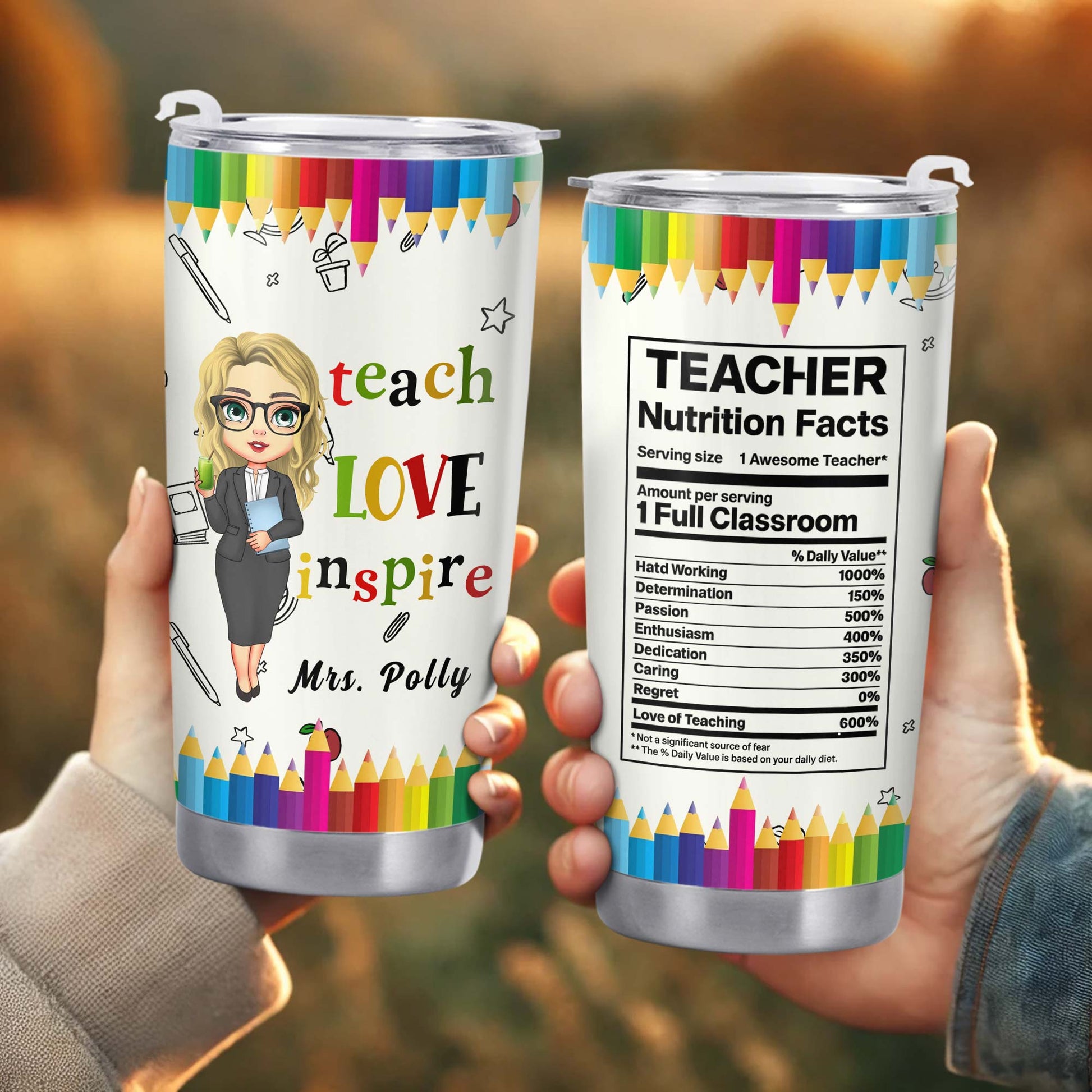 Teach Love Inspire, Custom Teacher Tumbler