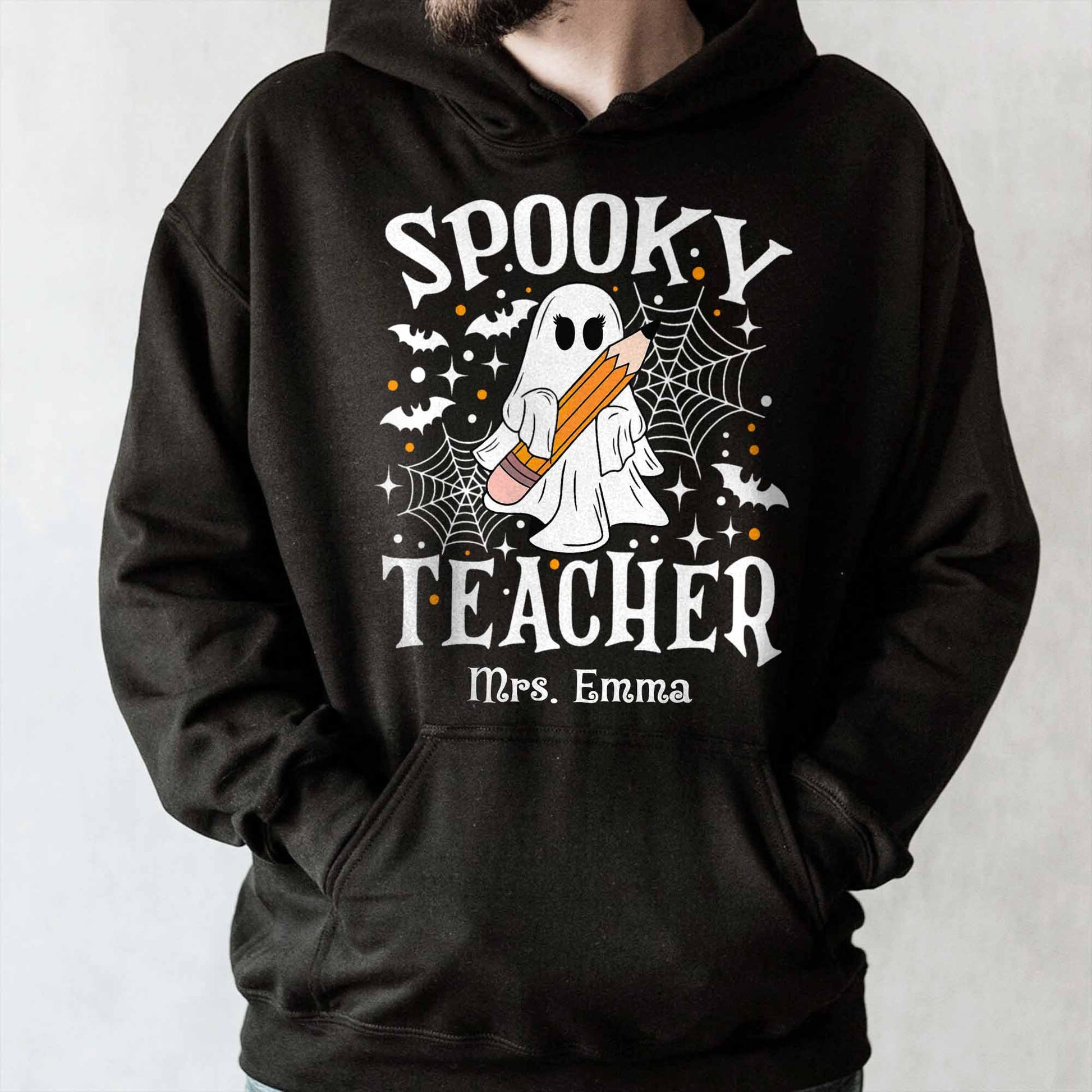 Spooky Teacher With Ghost And Spider Webs