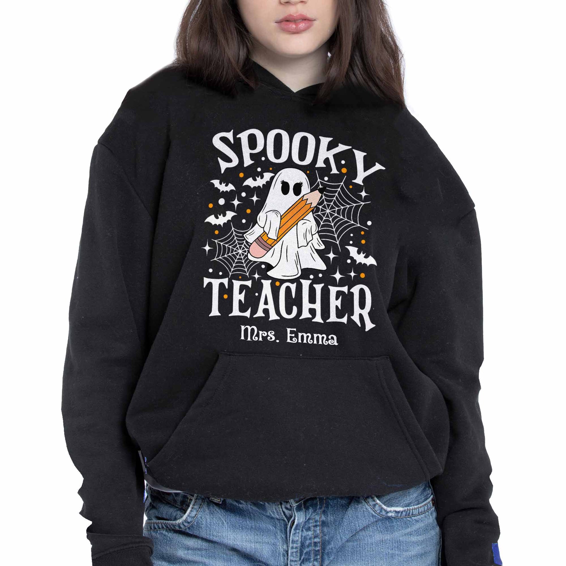 Spooky Teacher With Ghost And Spider Webs