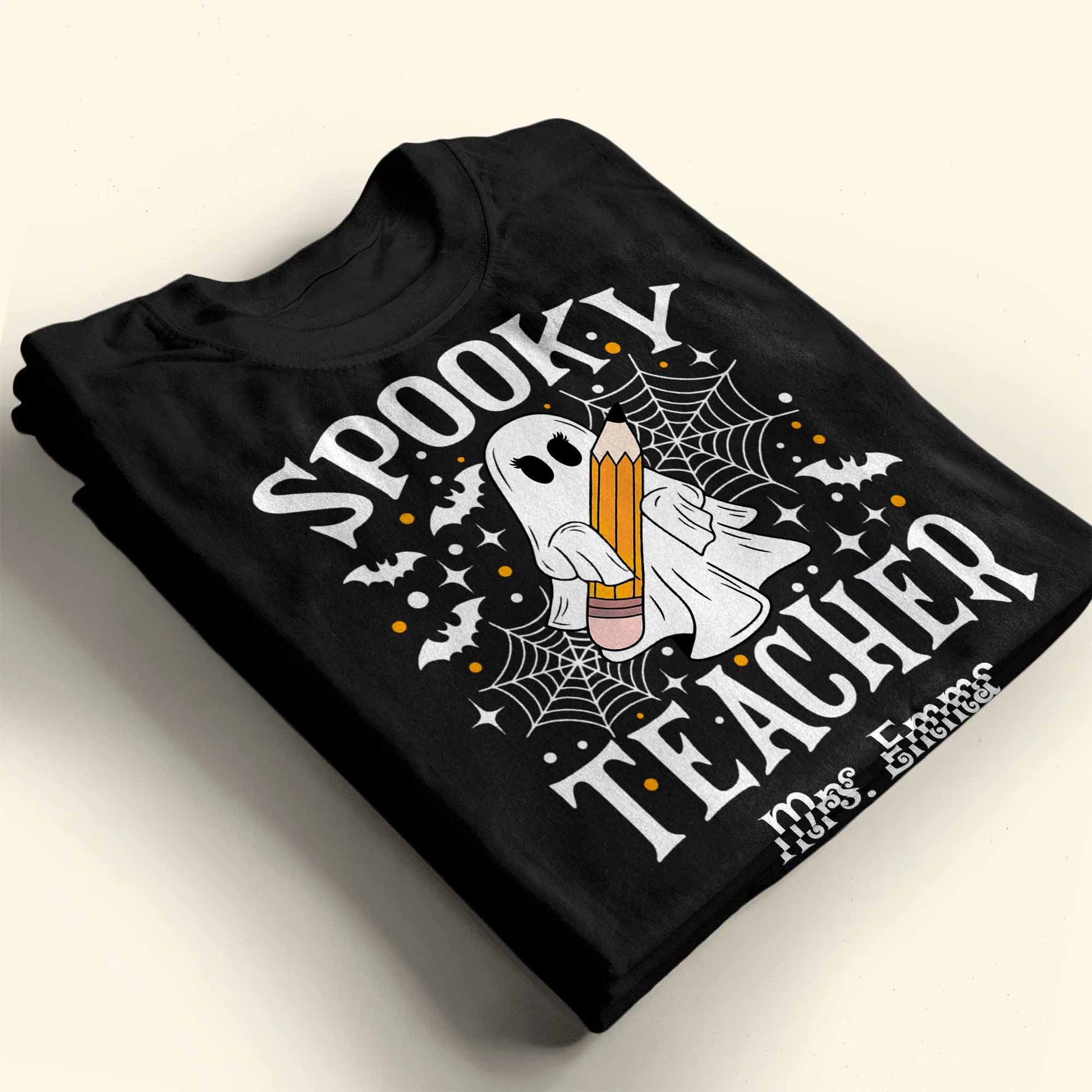 Spooky Teacher With Ghost And Spider Webs