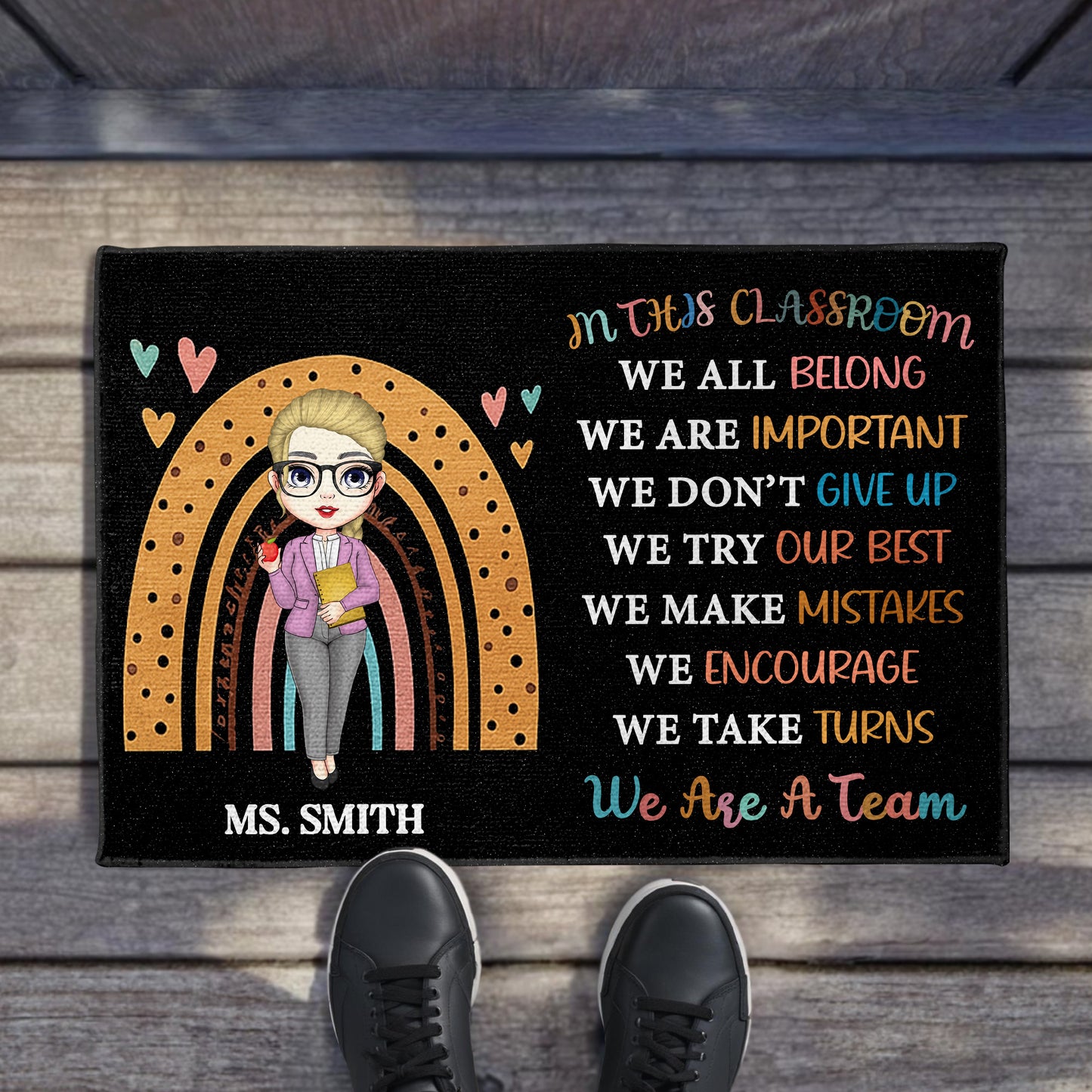 In This Classroom We All Belong, Educational Doormat - Personalized Custom Doormat - TEACH037_DRM