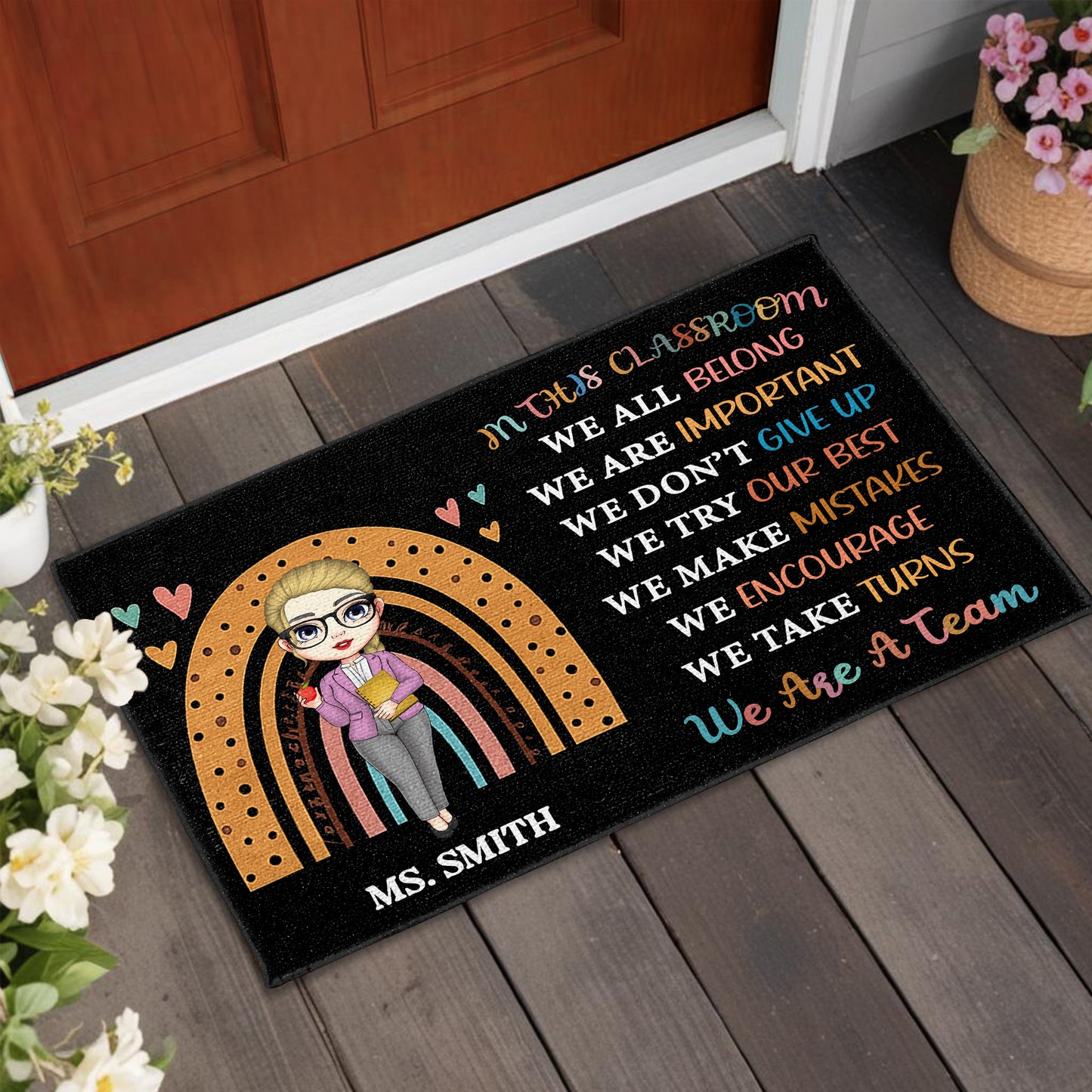 In This Classroom We All Belong, Educational Doormat - Personalized Custom Doormat - TEACH037_DRM