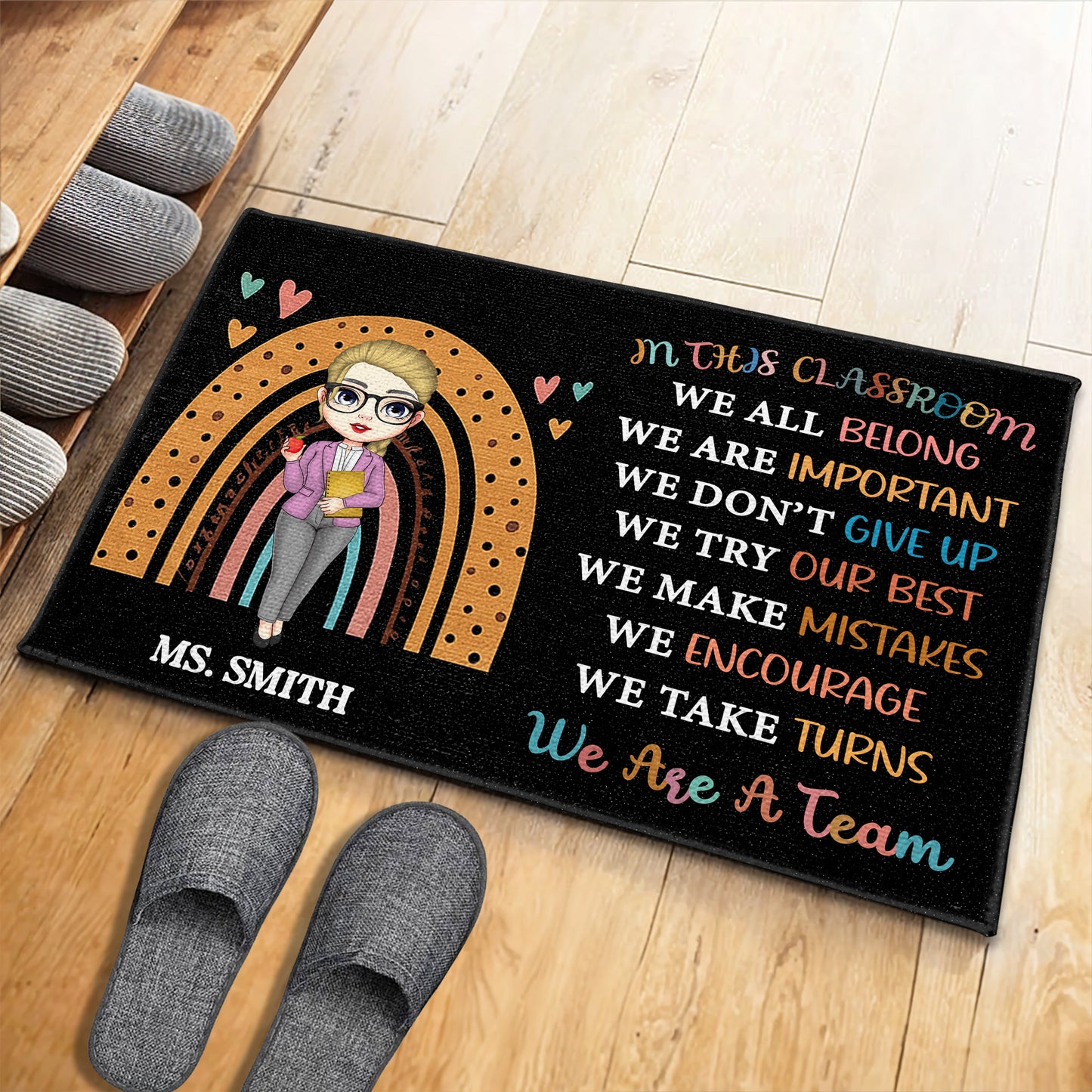 In This Classroom We All Belong, Educational Doormat - Personalized Custom Doormat - TEACH037_DRM