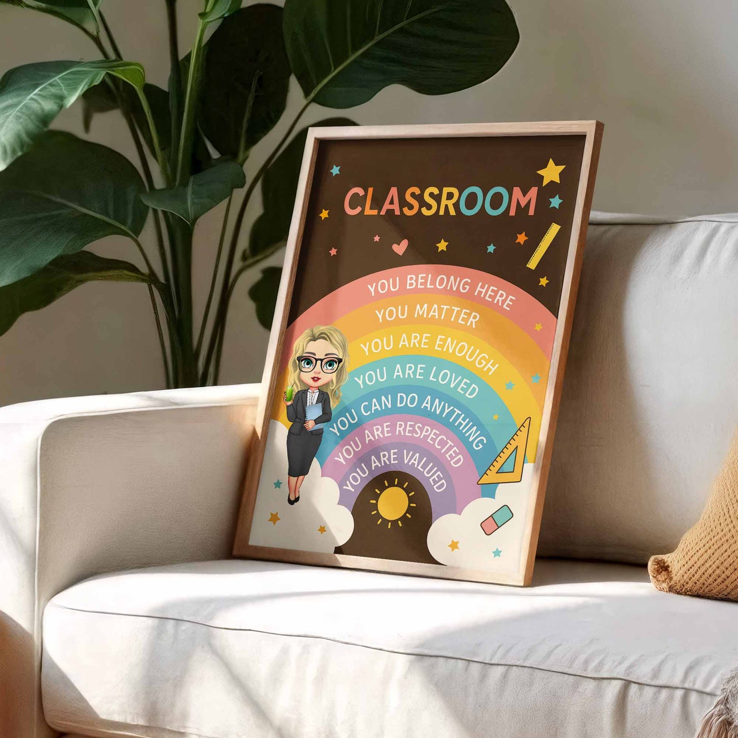 You Belong Here, Teacher Appreciation Classroom Poster - Personalized Custom Vertical Poster - TEACH046_VPOS