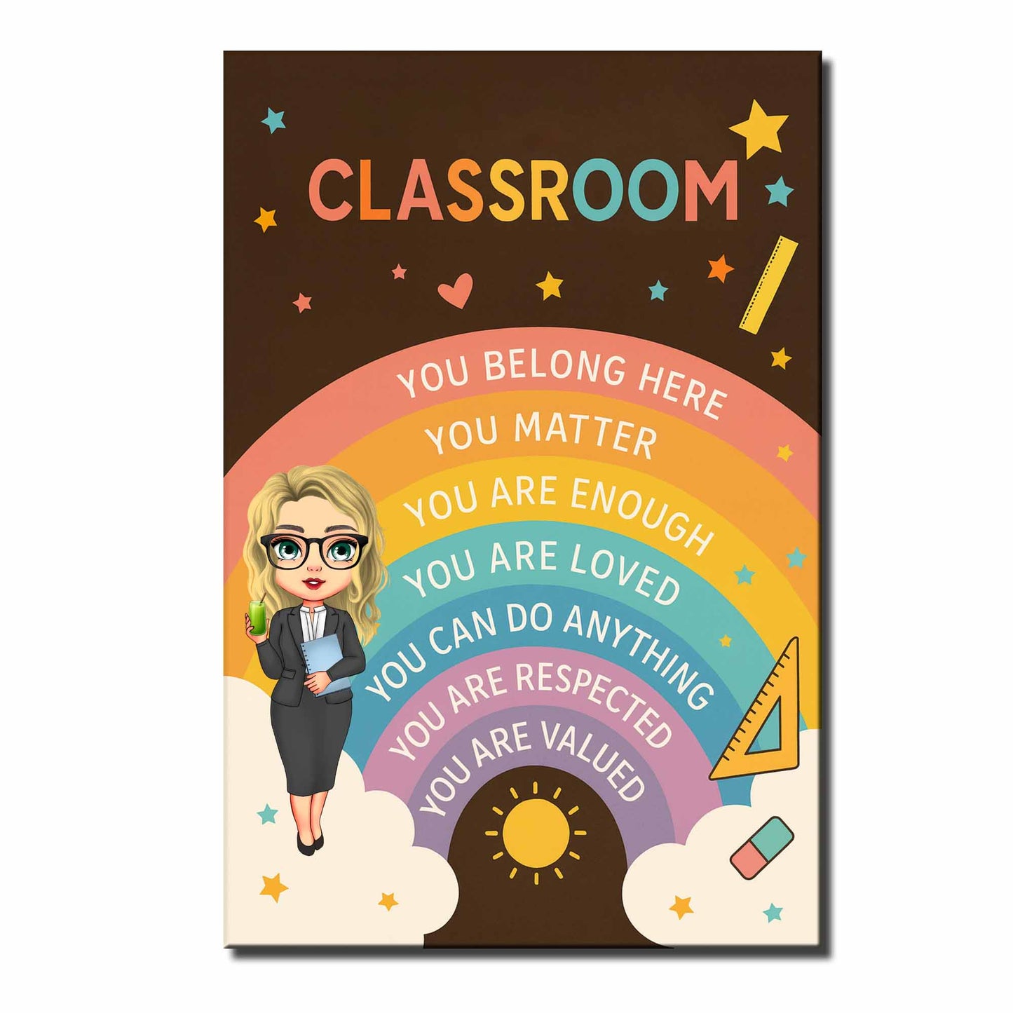You Belong Here, Teacher Appreciation Classroom Poster - Personalized Custom Vertical Poster - TEACH046_VPOS