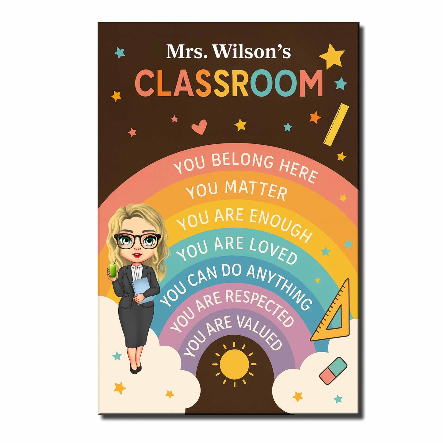 You Belong Here, Teacher Appreciation Classroom Poster - Personalized Custom Vertical Poster - TEACH046_VPOS