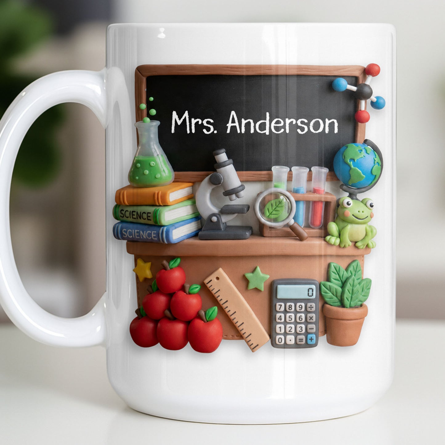My Classroom Science Teacher With Microscope And Blackboard - Personalized Custom Coffee Mug - TEACH133_MG