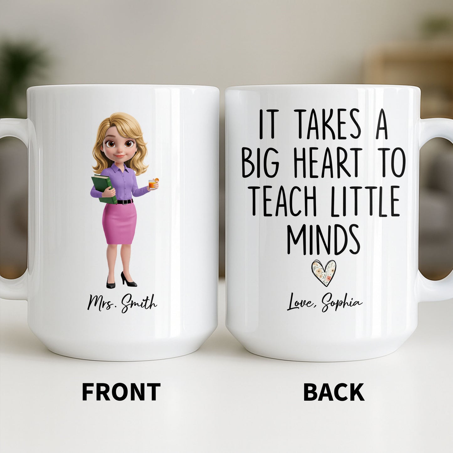 Dedicated Teacher With Favorite Drink And Book Custom Art - Personalized Custom Coffee Mug - TEACH369_MG