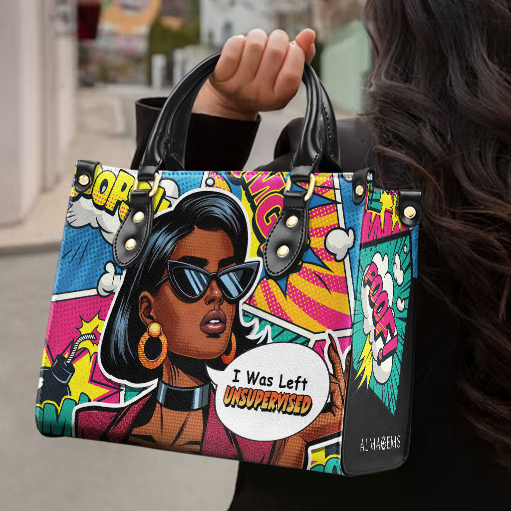 J'ai été laissé sans surveillance - Sac à main en cuir personnalisé - UNSUP01
