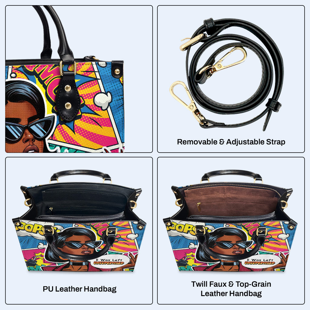 J'ai été laissé sans surveillance - Sac à main en cuir personnalisé - UNSUP01