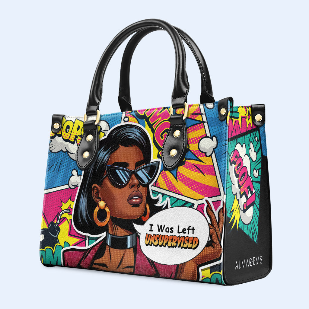 J'ai été laissé sans surveillance - Sac à main en cuir personnalisé - UNSUP01