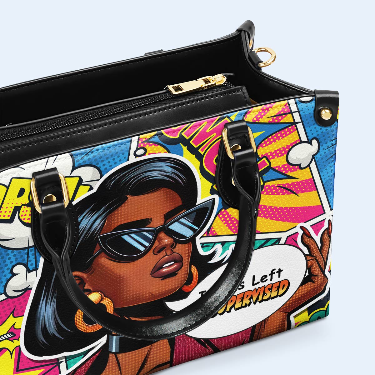 J'ai été laissé sans surveillance - Sac à main en cuir personnalisé - UNSUP01