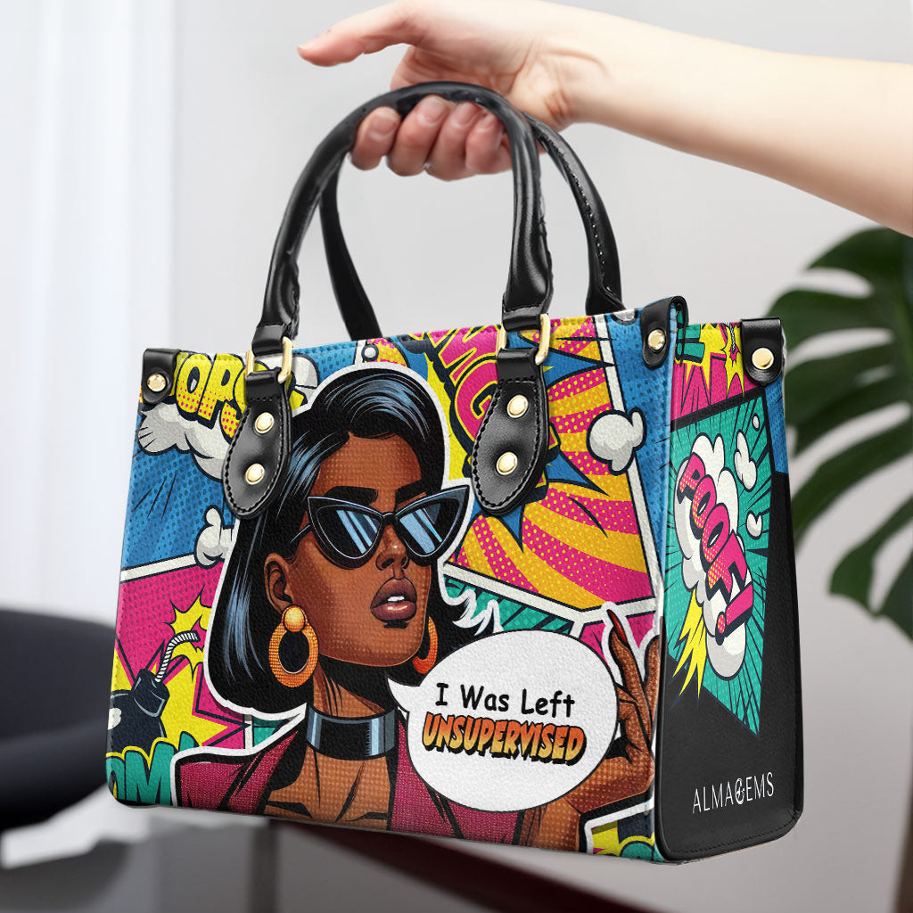 J'ai été laissé sans surveillance - Sac à main en cuir personnalisé - UNSUP01