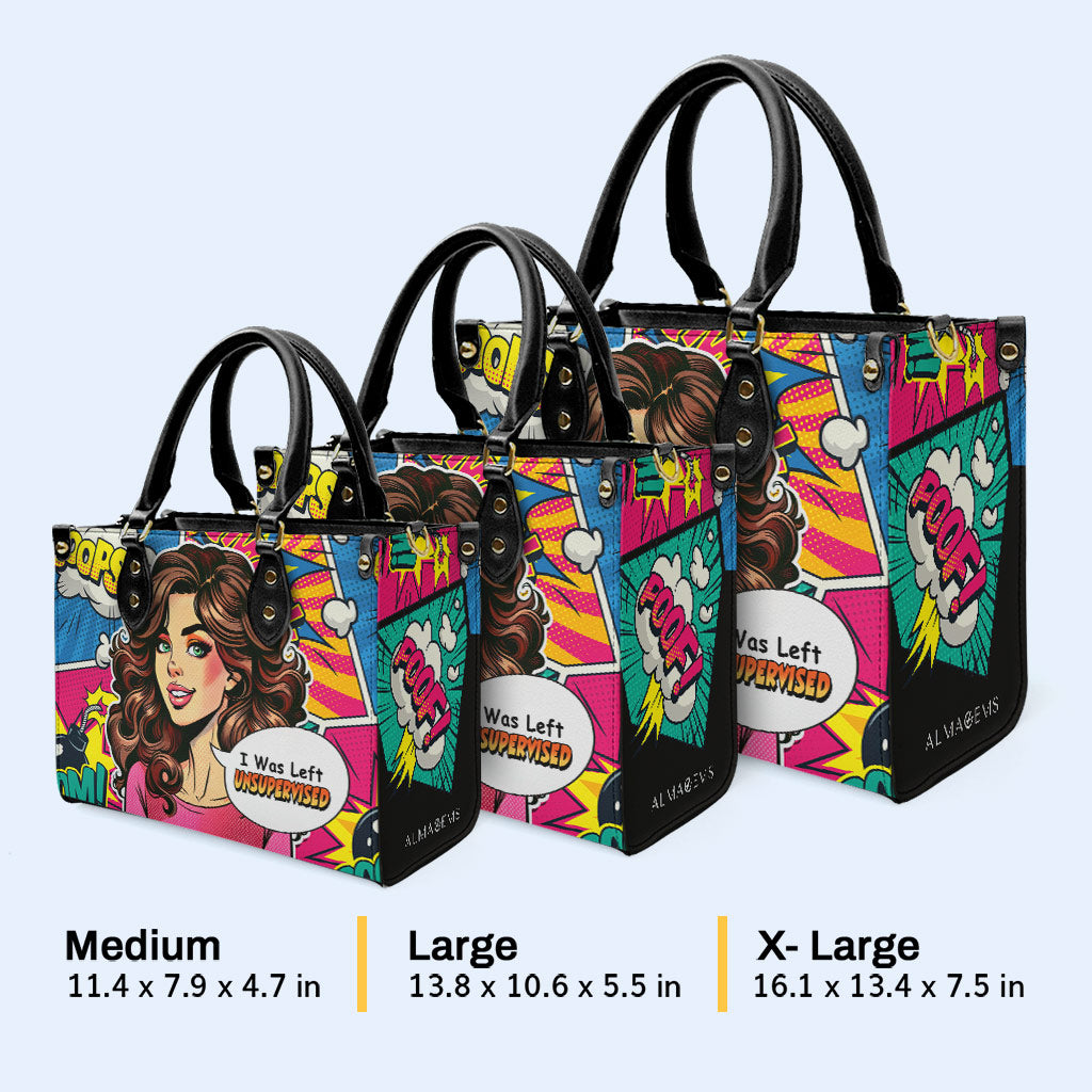 J'ai été laissé sans surveillance - Sac à main en cuir personnalisé - UNSUP03
