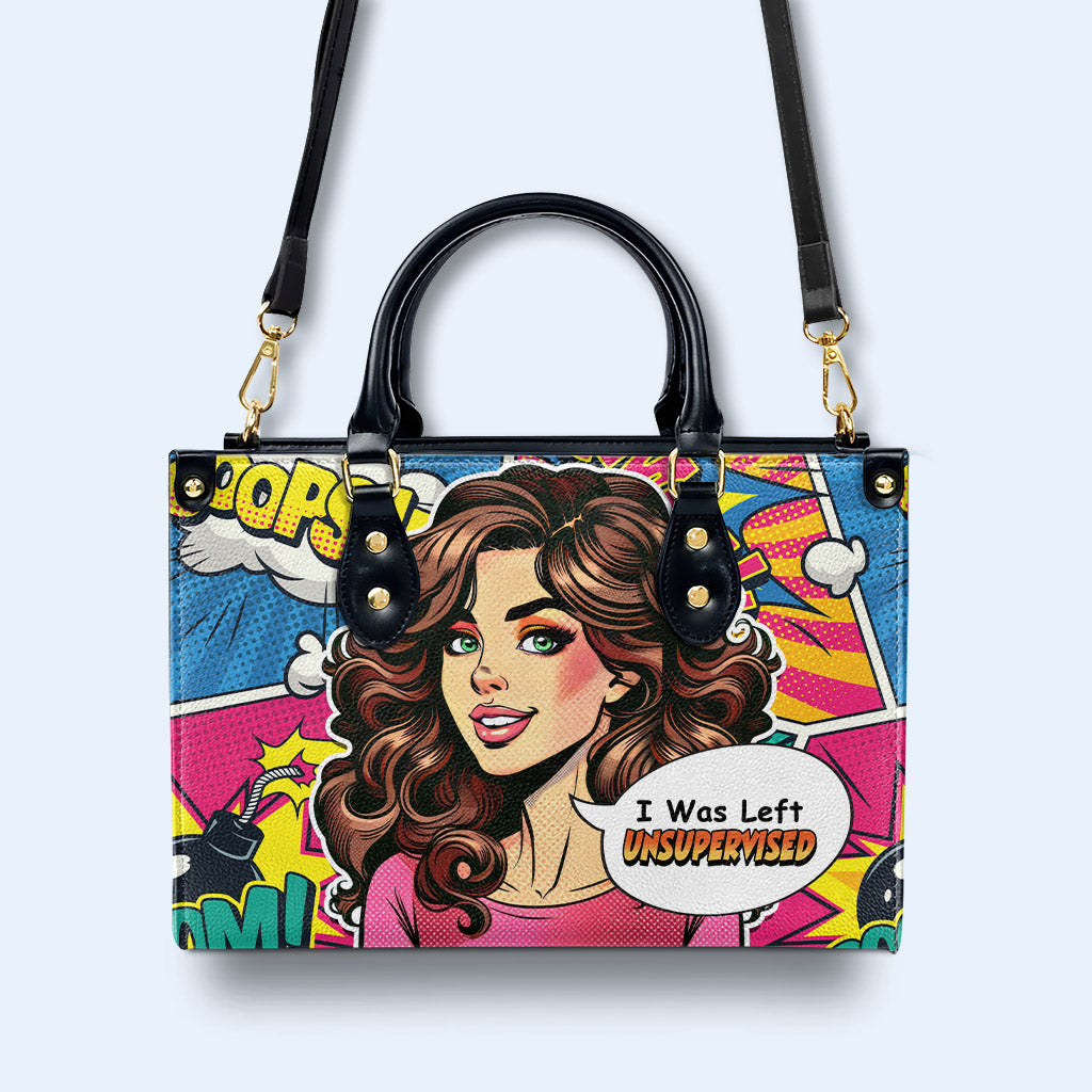 J'ai été laissé sans surveillance - Sac à main en cuir personnalisé - UNSUP03