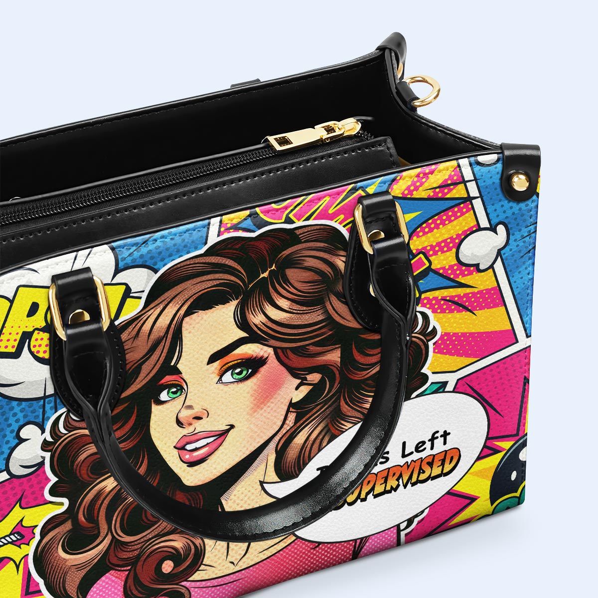 J'ai été laissé sans surveillance - Sac à main en cuir personnalisé - UNSUP03
