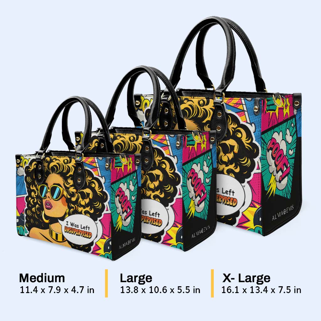 J'ai été laissé sans surveillance - Sac à main en cuir personnalisé - UNSUP06
