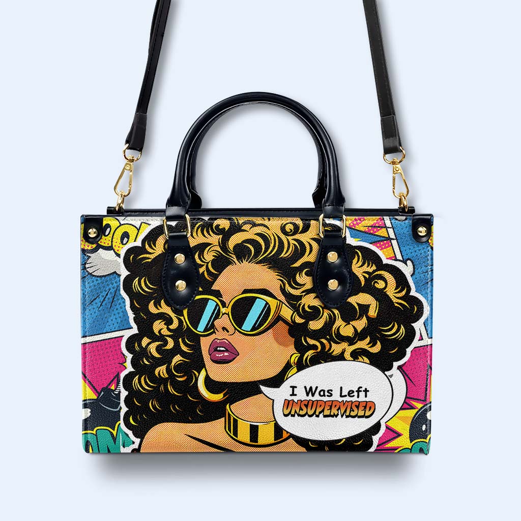 J'ai été laissé sans surveillance - Sac à main en cuir personnalisé - UNSUP06
