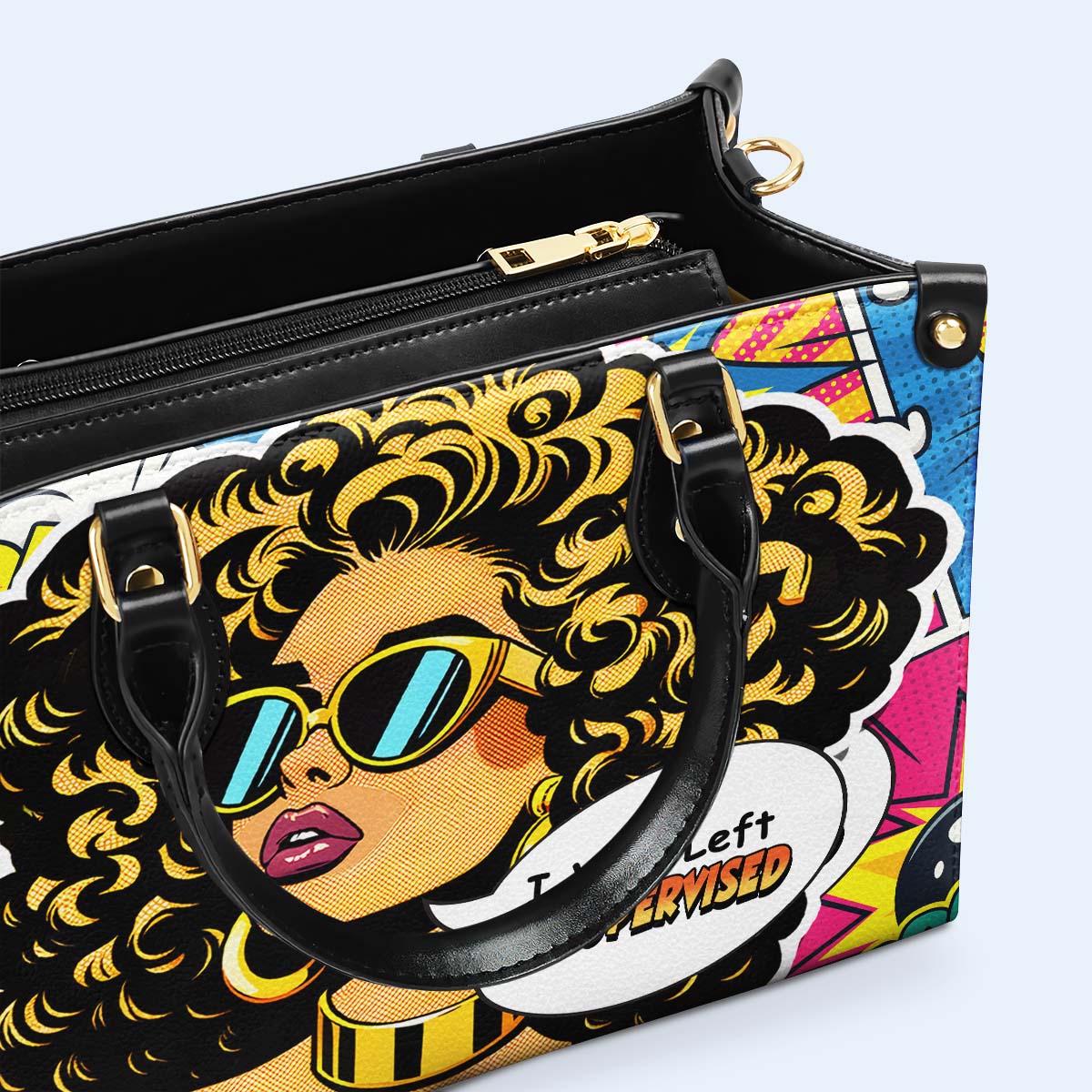 J'ai été laissé sans surveillance - Sac à main en cuir personnalisé - UNSUP06