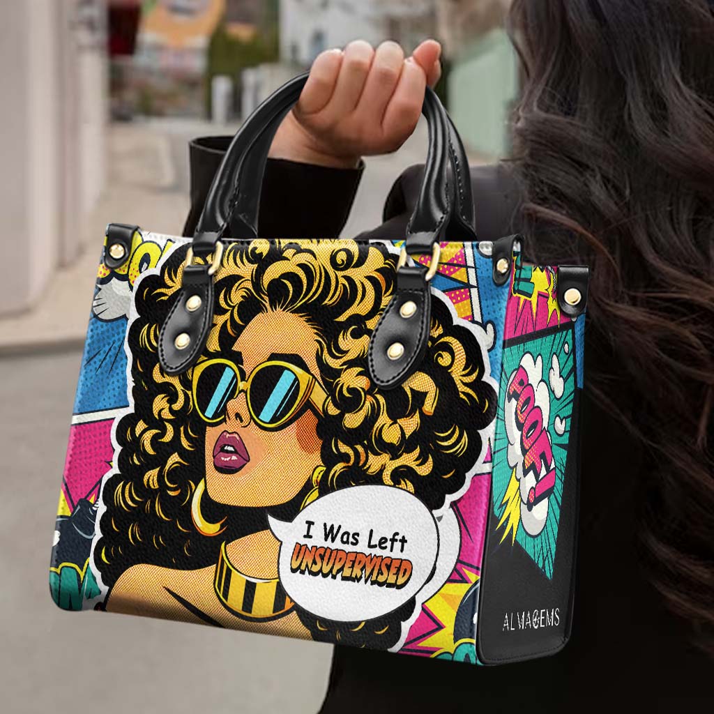 J'ai été laissé sans surveillance - Sac à main en cuir personnalisé - UNSUP06