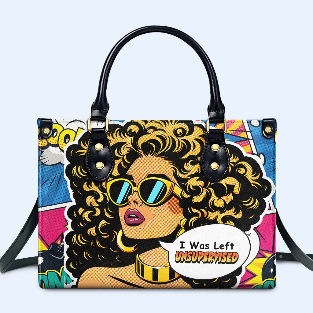 J'ai été laissé sans surveillance - Sac à main en cuir personnalisé - UNSUP06