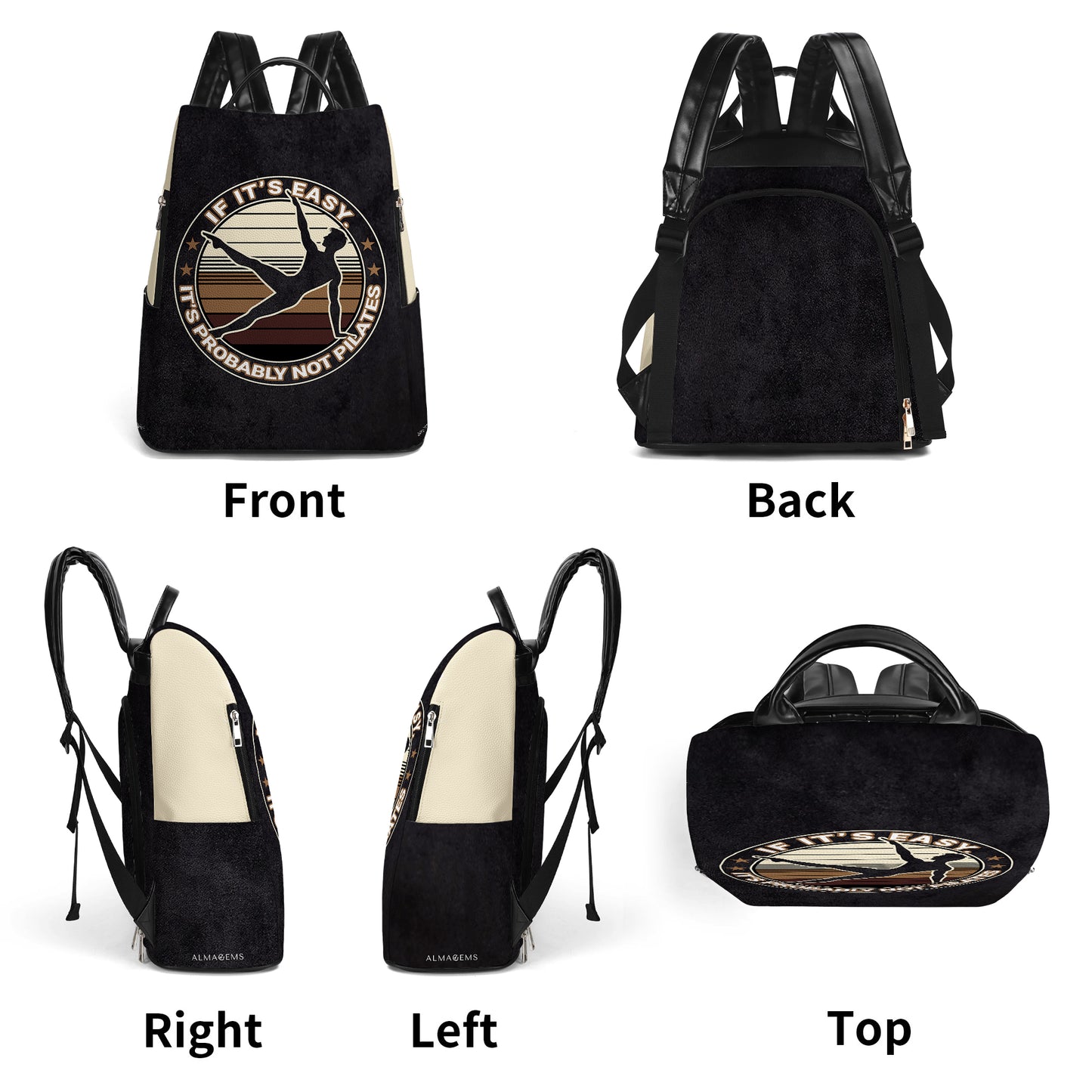 If It's Easy. It's Probably Not Pilates - Personalized Custom Leather BackPack - BP_FN06