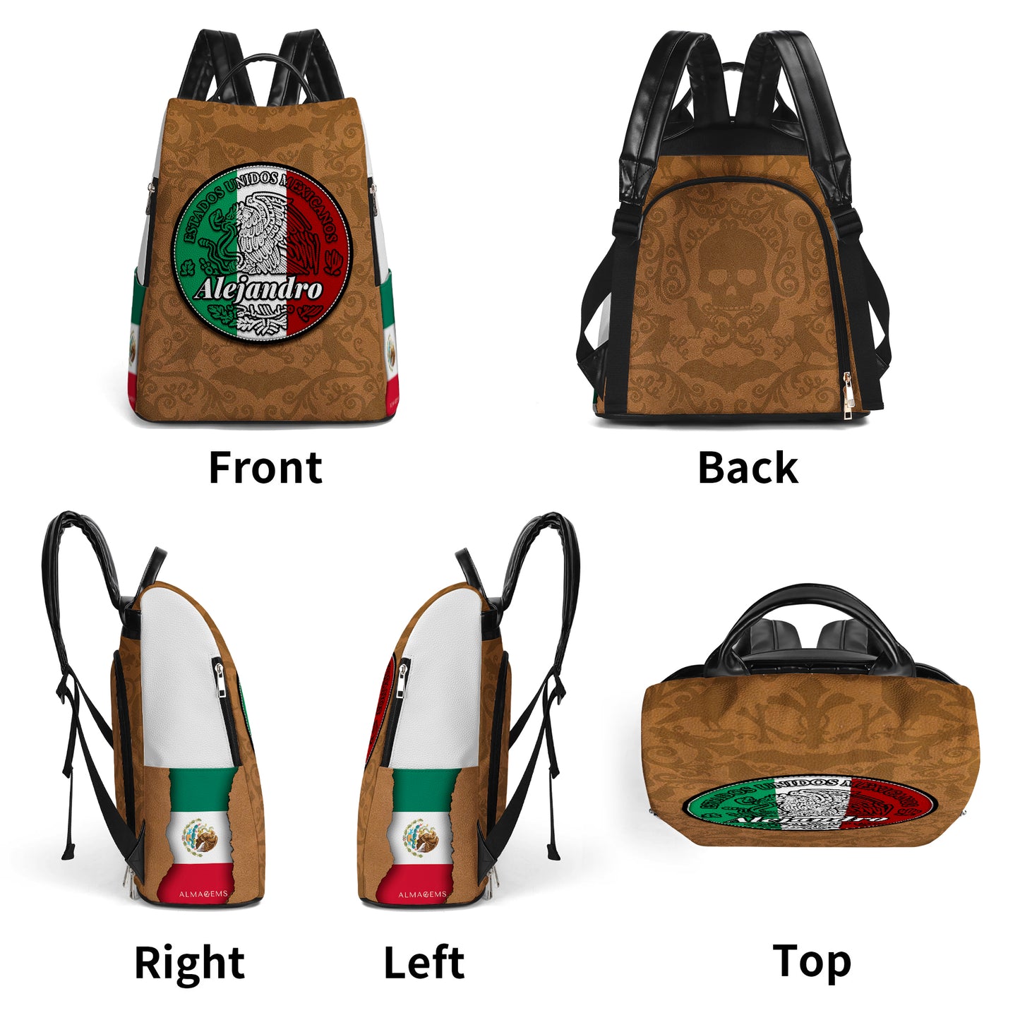 Estados Unidos Mexicanos - Personalized Custom Leather BackPack - BP_MX12