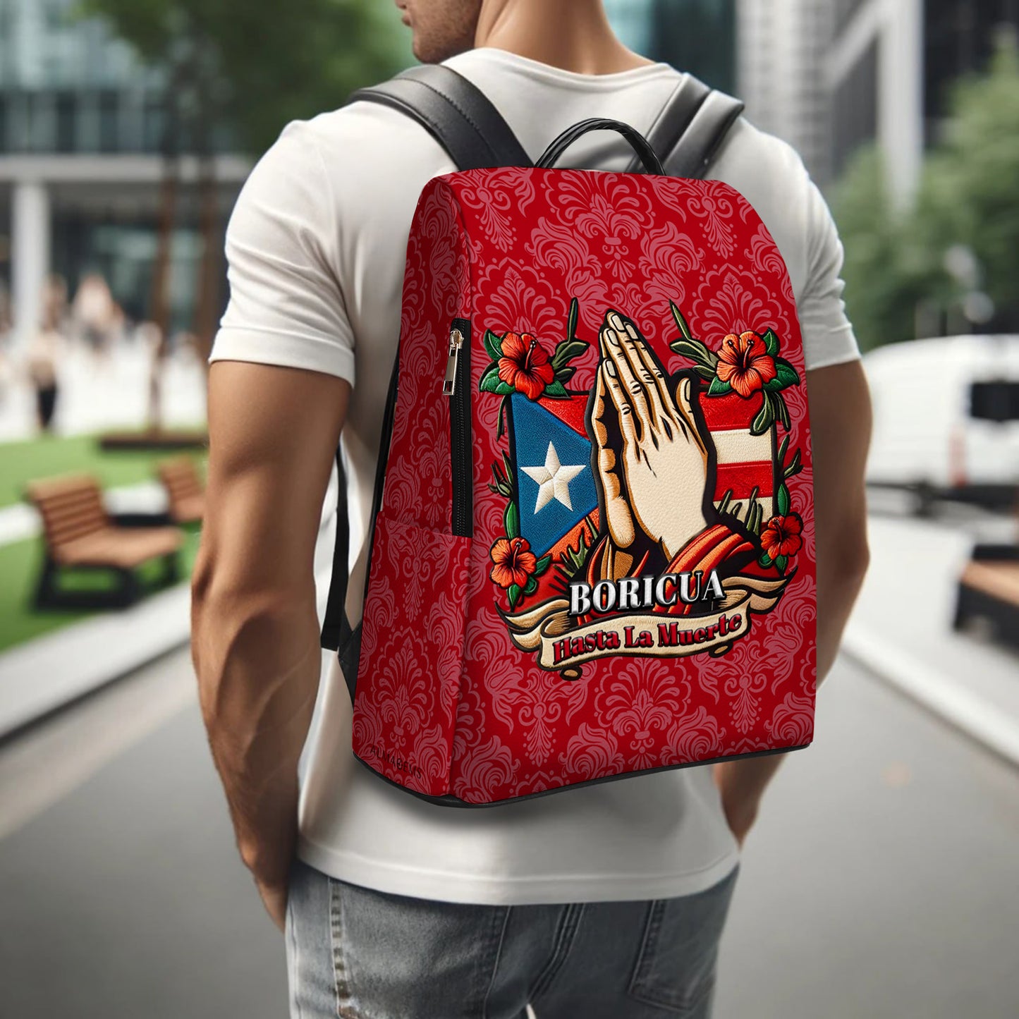 Boricua Hasta La Muerte - Personalized Custom Leather BackPack - HS019_BP