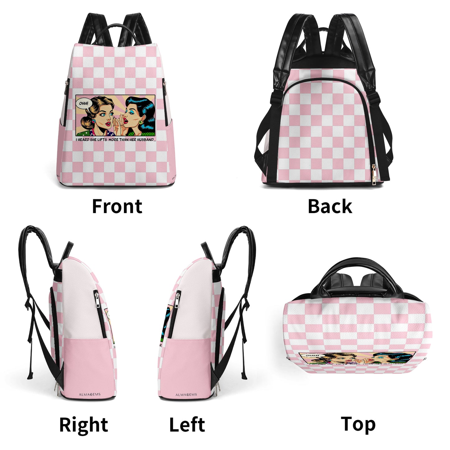 J'ai entendu dire qu'elle soulevait plus de poids que son mari - Sac à dos en cuir personnalisé - BP_FN03