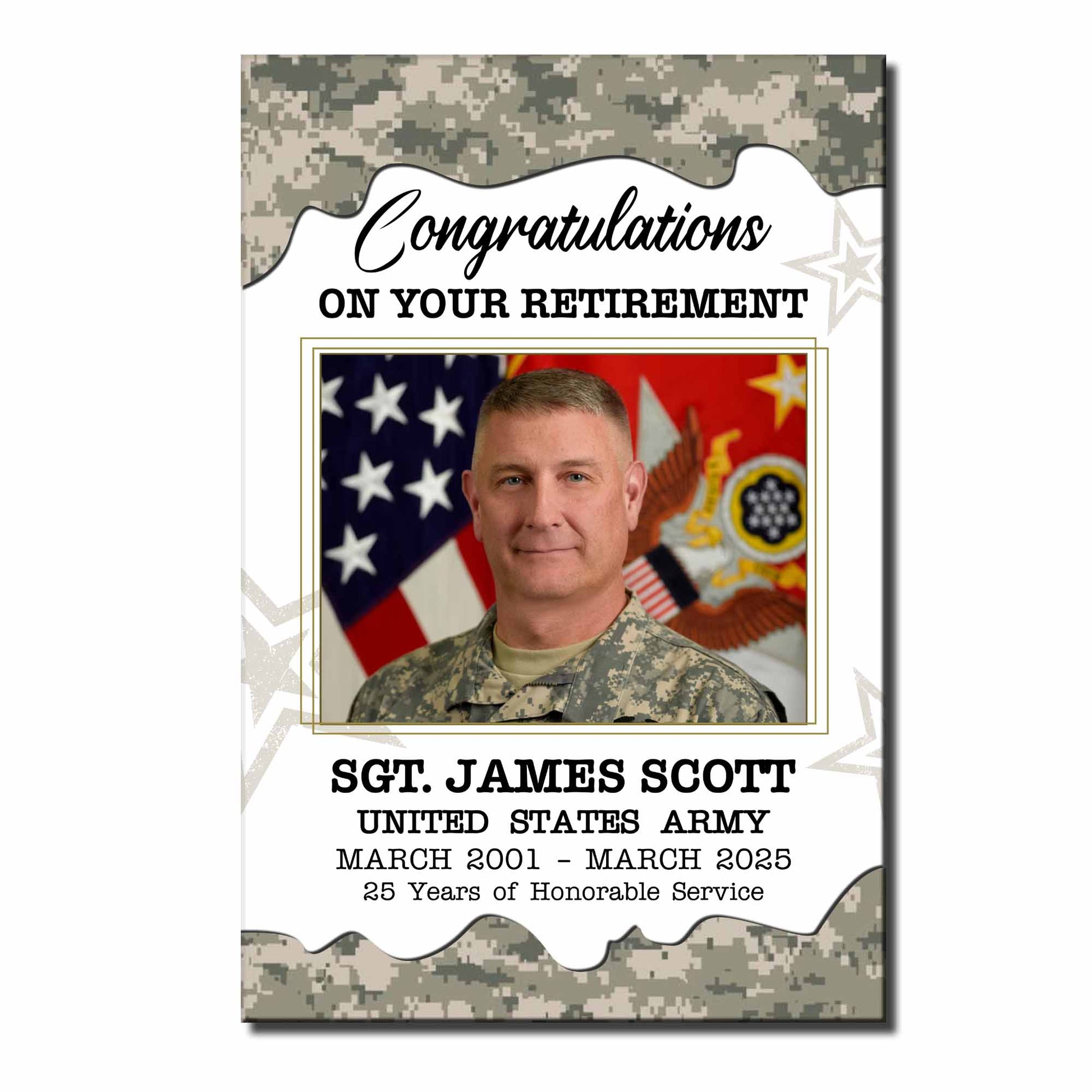 Congratulations On Your Retirement, American Flag And Military Medals