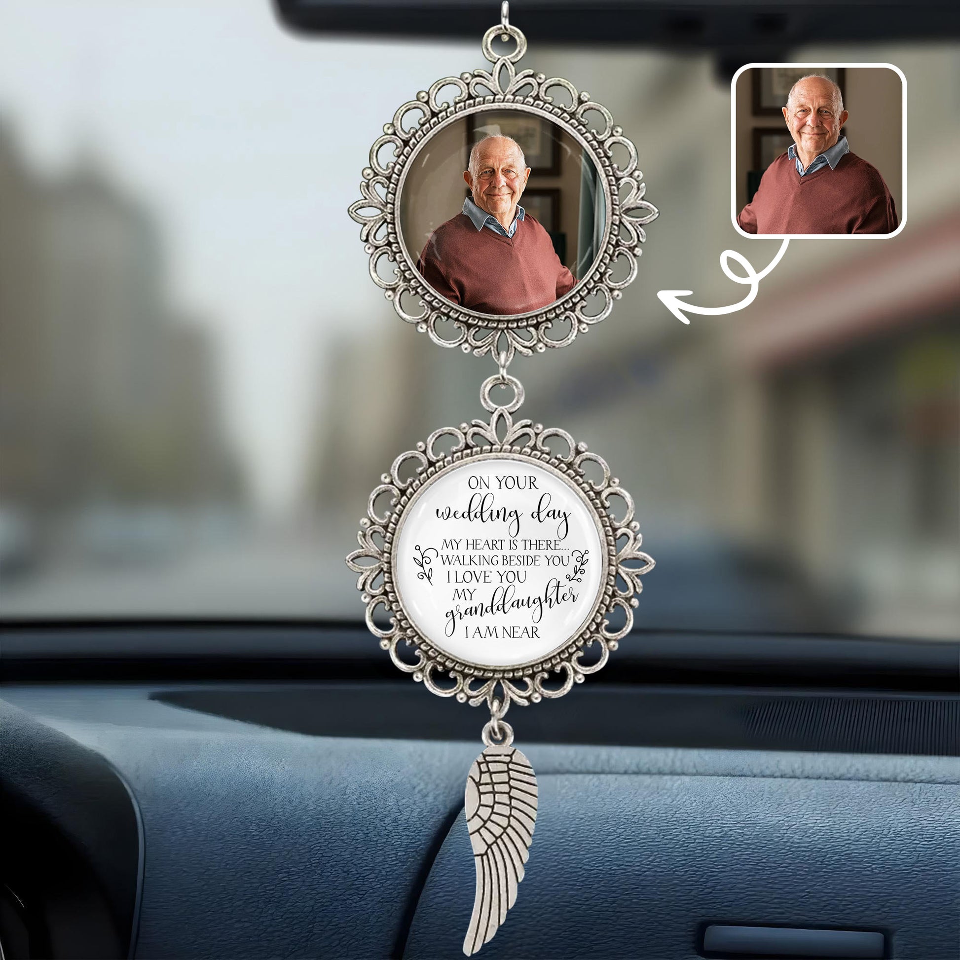 On Your Wedding Day My Heart Is There Angel Wing Pendant