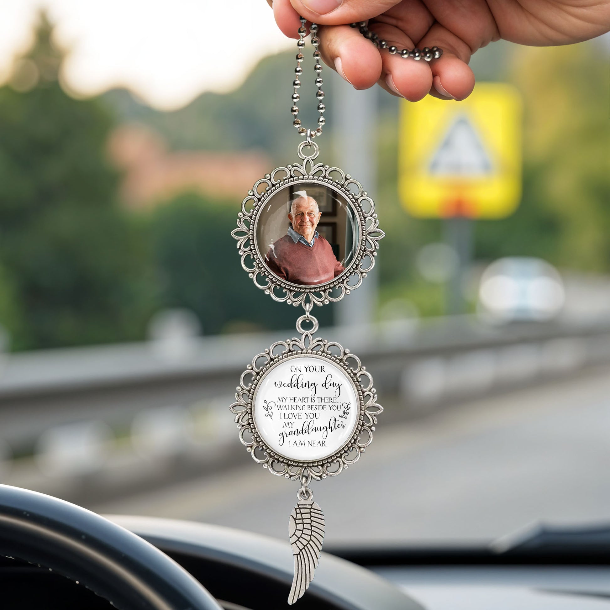 On Your Wedding Day My Heart Is There Angel Wing Pendant