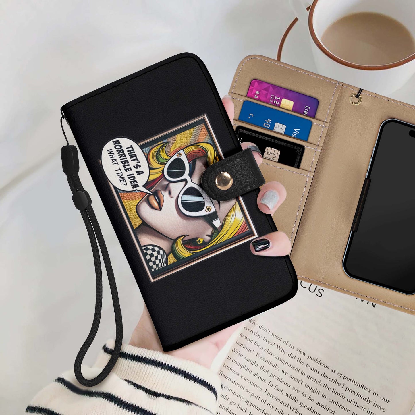 What Time? - Personalized Custom Phone Leather Wallet - WHATTIME01PW